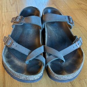 Birkenstock Mayari Footbed Sandals Stone Beige taupe Toe Womens Size 39 Slides